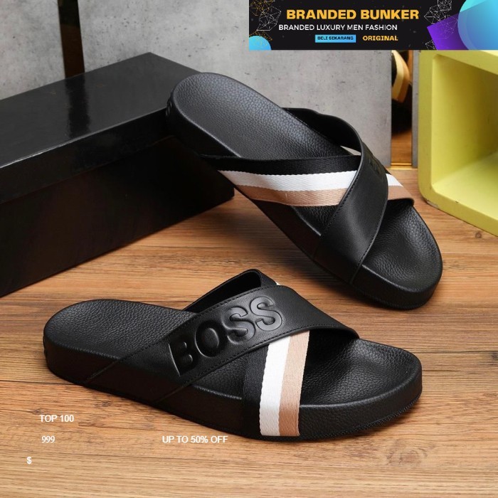 SANDAL PRIA SLIP-ON BAHAN KULIT IMPORT / SANDAL CASUAL PRIA BRANDED HIGH QUALITY / SENDAL PRIA BRAND