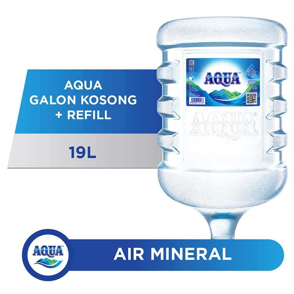 

KHUSUS INSTAN Aqua Galon Asli Air Mineral Galon Kosong + Isi 19Liter