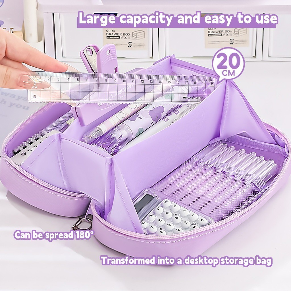 

[DOTDING] Tas Pensil Transparan Kapasitas Besar Anak Sekolah & Kantor - Tempat Penyimpanan Stationery Anti Bocor dengan Resleting Ganda H558