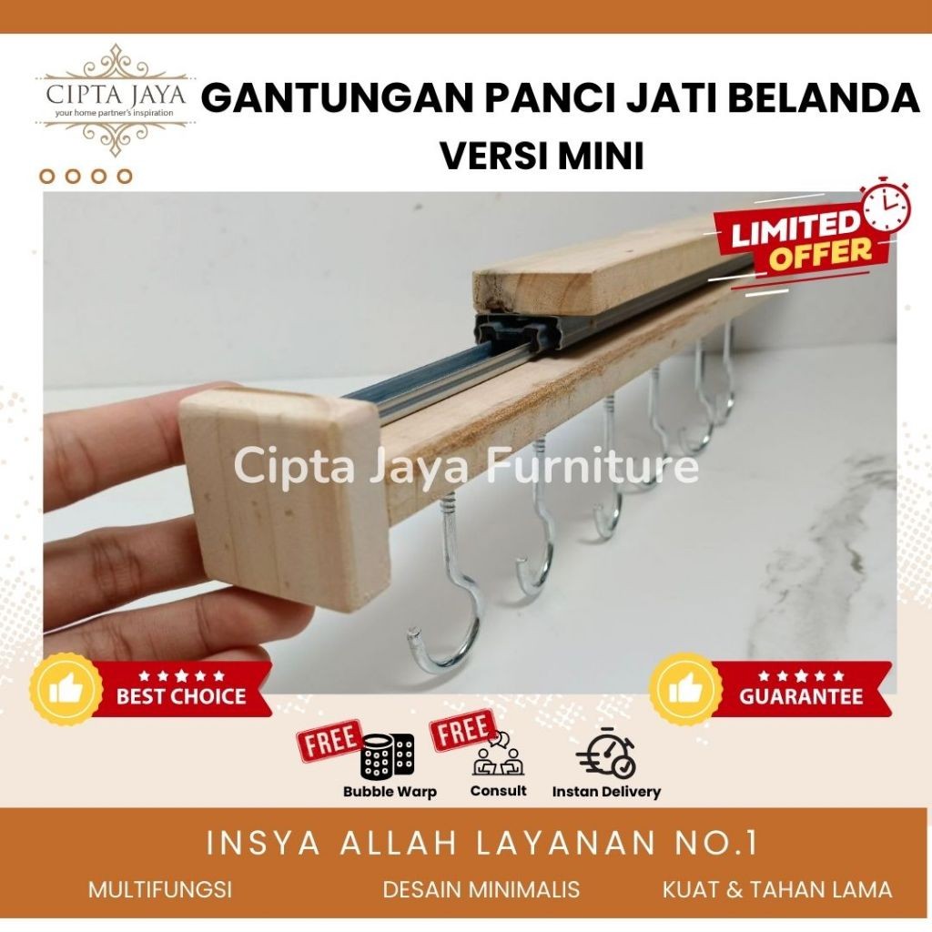 cipta Jaya - Gantungan Kayu Jati Belanda MINI Panci Printilan Dapur Tarik Dorong Panjang Kitchen Set