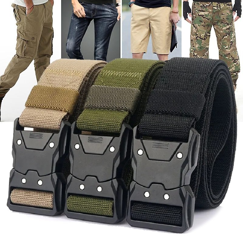 Ikat Pinggang Pria Tali Canvas Nilon Metal Gesper Sabuk Cowok Tactical Military Casual Belt PRIA KER