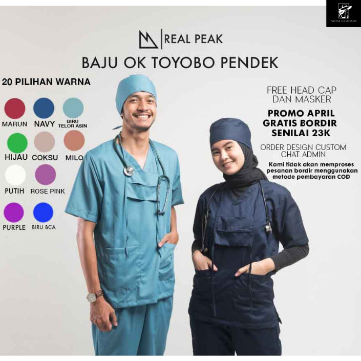 [FREE BORDIR NAMA] Baju OK Toyobo, Scrub Lengan Pendek, Baju Medis Lengan Pendek Bahan Toyobo