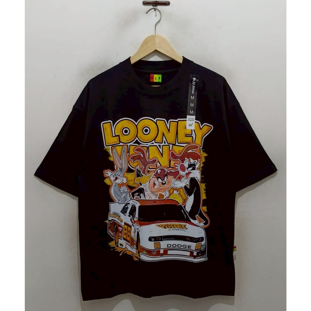 OVERSIZE KAOS T-SHIRT LOONEY TUNES NASCAR BLACK Original