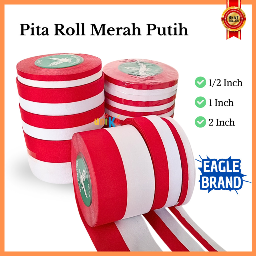 

Pita Merah Putih 1/2" 1" 2" Roll / Pita Bendera Aksesoris Dekorasi Kemerdekaan DIY Hiasan Kado