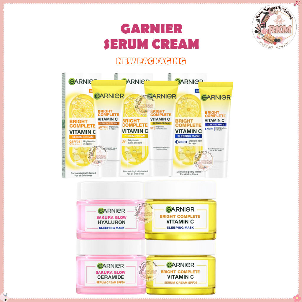 GARNIER Sakura White Serum Cream | Sleeping Mask | Light Complete | ToneUp 50ml
