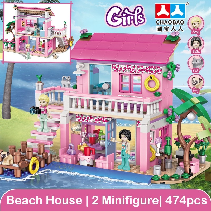 prabuaranSHOPMainan Bricks Chaobao Pink Beach House 7646