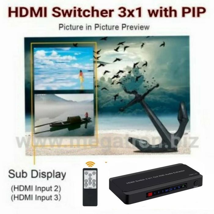 HDMI switch 3x1 (3 input) with Audio Extractor - Support 4K & PIP