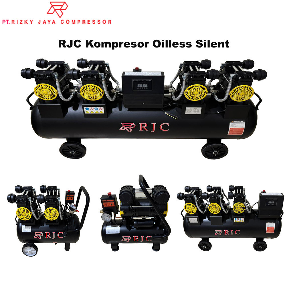 RJC Kompresor Oilless 1hp 2hp 3hp 4hp Silent Compressor listrik 10 24 50 90 120 Liter