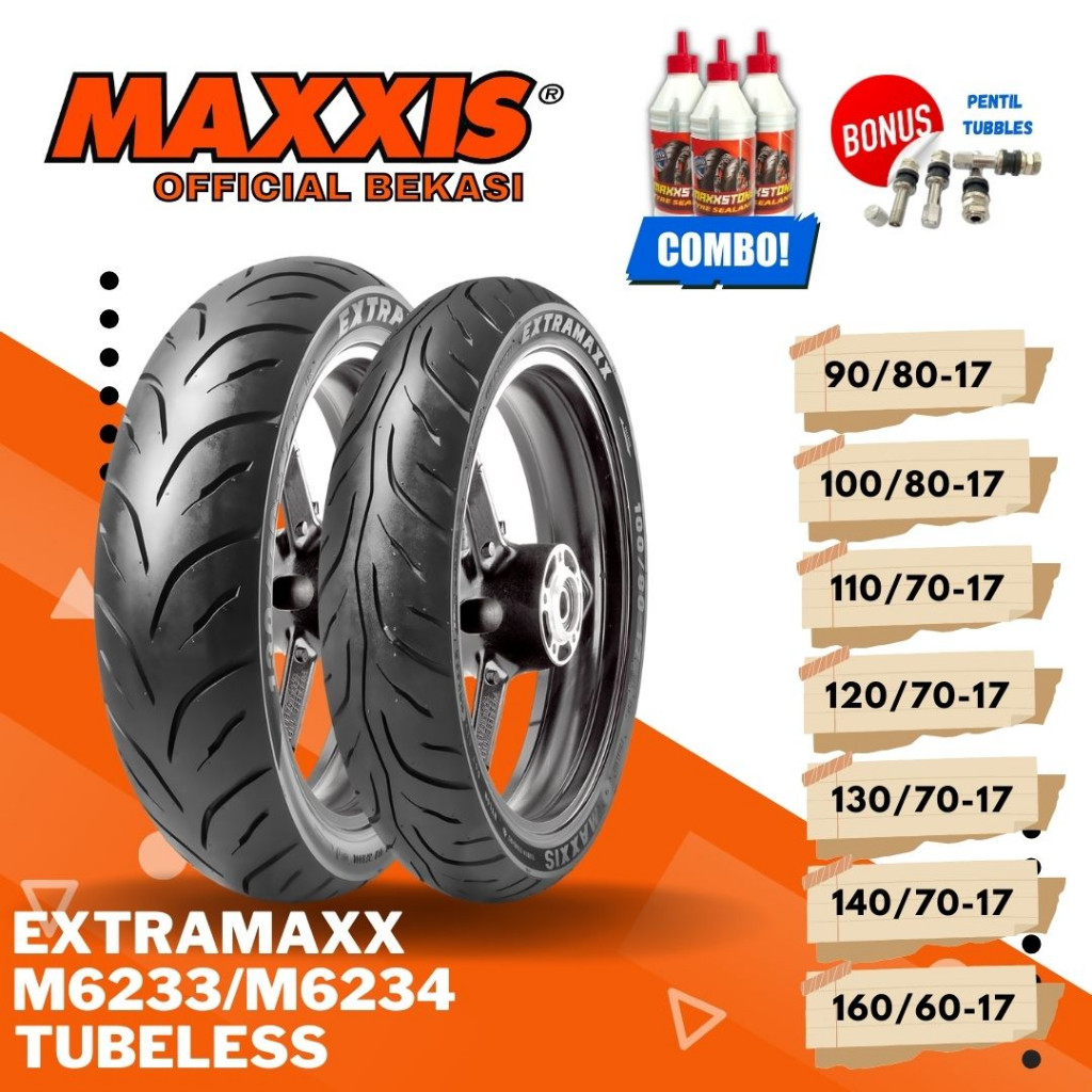 BAN MAXXIS EXTRAMAXX M6233W / M6234W ( 90/80 - 100/80 - 110/70 - 120/70 - 130/70 - 140/70 - 160/60 )