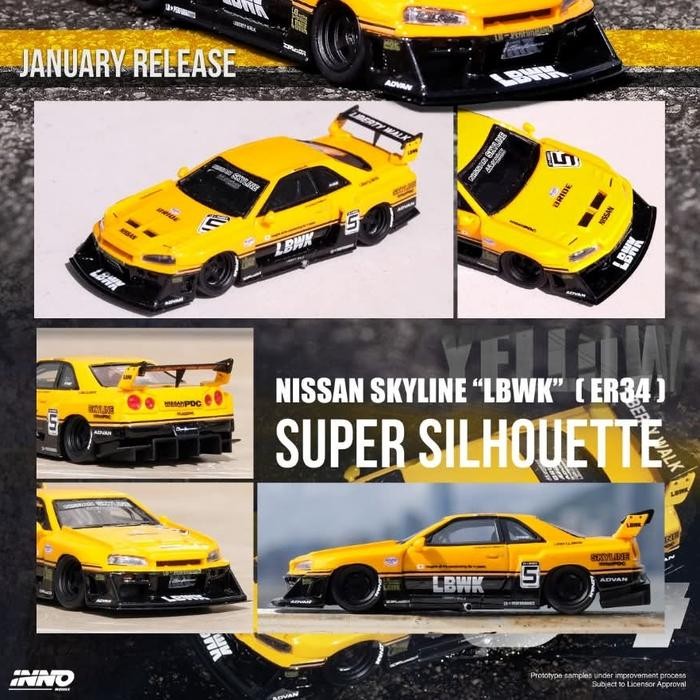 LP2155 INNO64 R Skala 64 Resin Nissan ER34.LBWK Yellow Edition