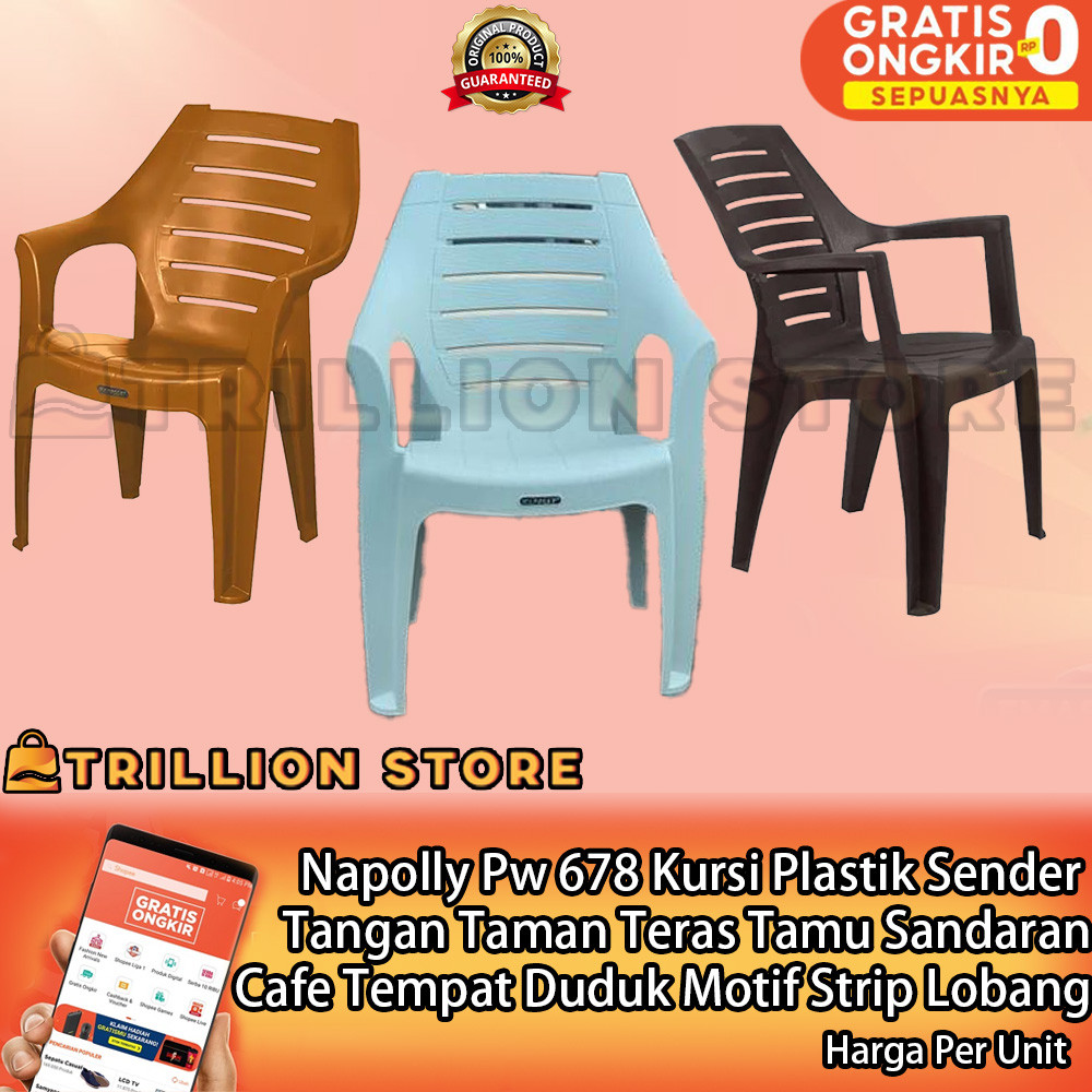Napolly Pw 678 Kursi Plastik Sender Tamu Sandaran  Kursi Santai Napoly Napoli Pelastik Tangan Taman 