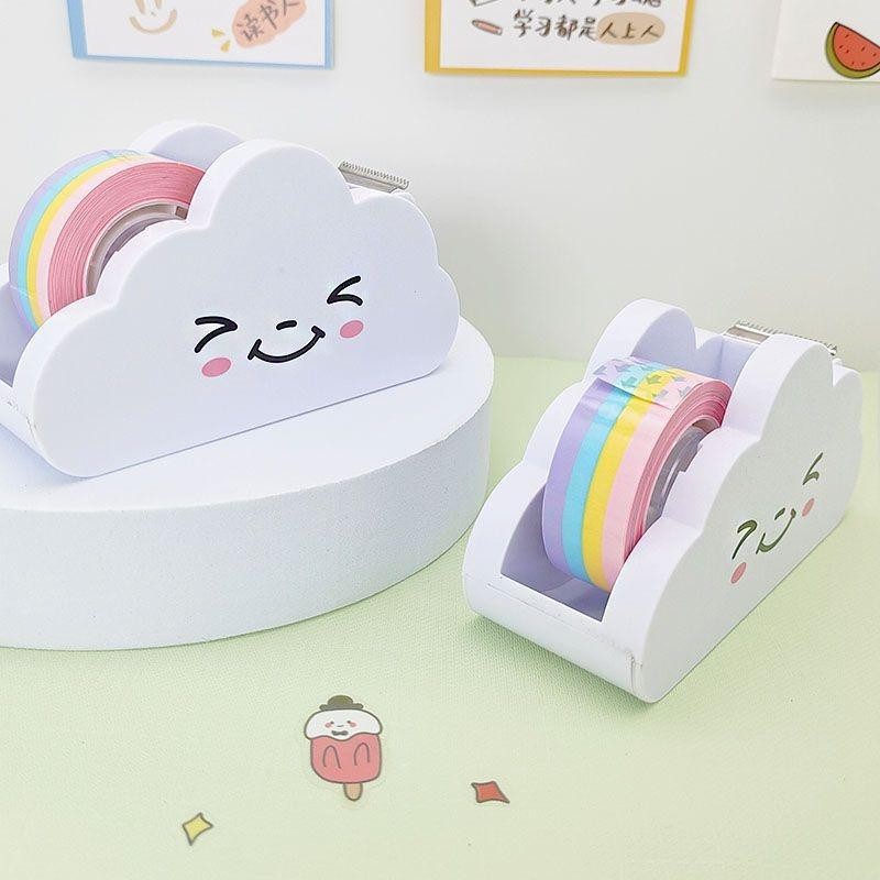 

[LOGU] Tape dispenser rainbow awan unicorn, Tempat lakban lucu pelangi unicorn