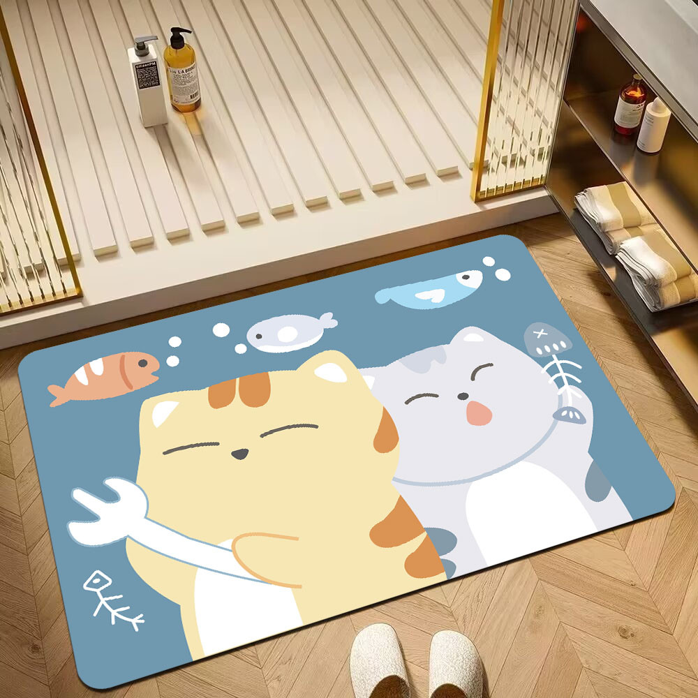 Keset Kamar Mandi Kulit Sintetis Motif Karakter Lucu Keset Kamar Mandi Anti Air Keset Kamar Mandi Ny