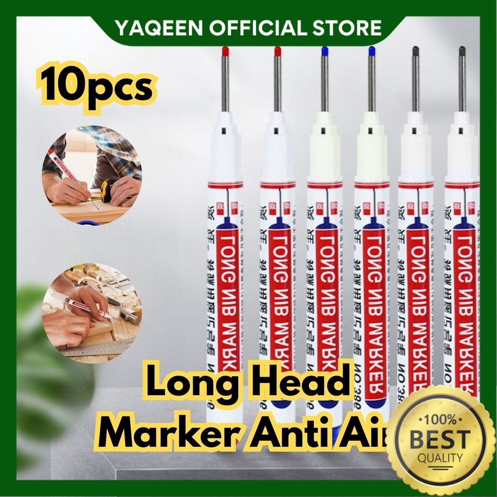

YAQEEN - 10pcs Long Head Marker Anti Air Panjang 20mm BR158 Long Nib Marker Multiguna Spidol Kepala
