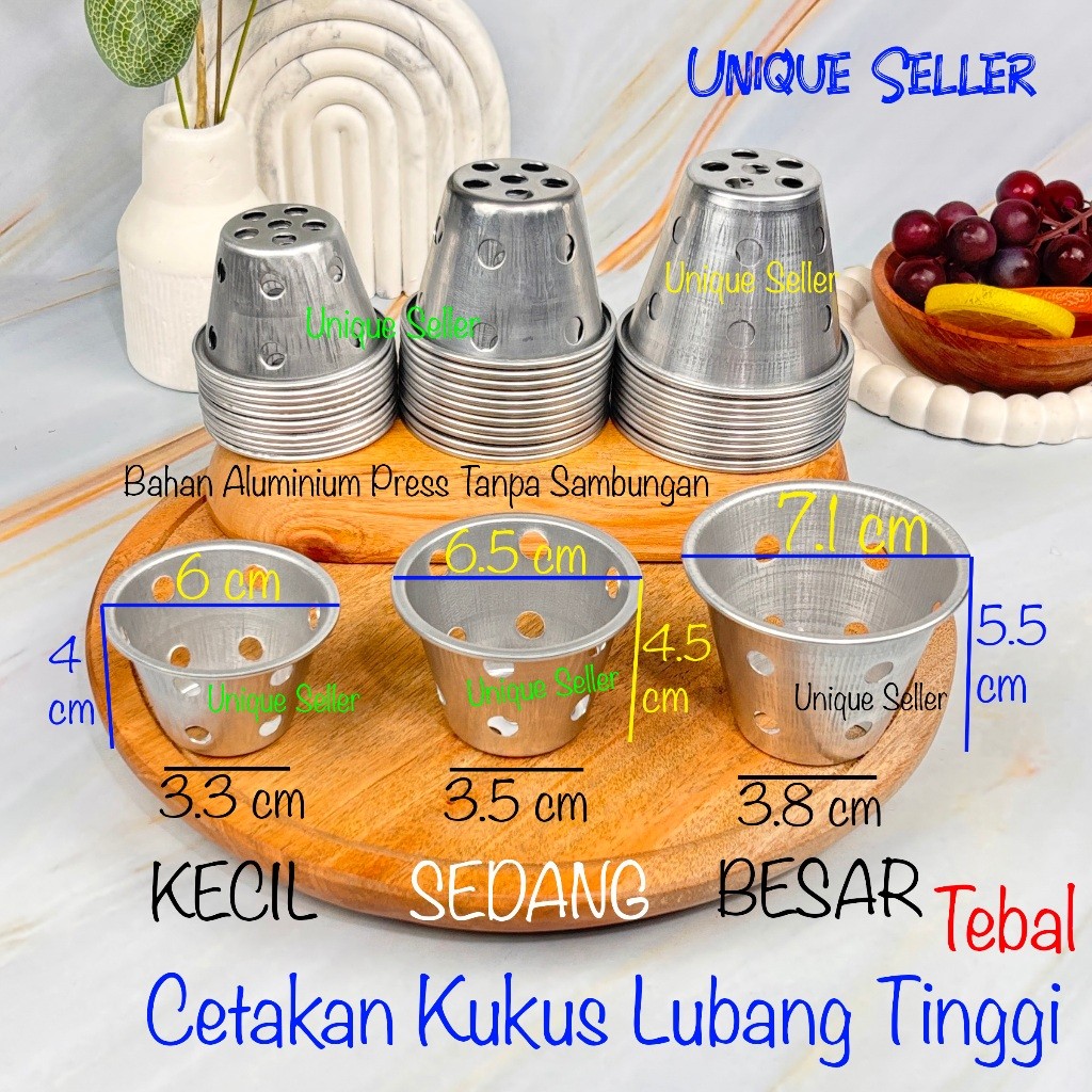 [isi12] Cetakan Bolu Kukus Lubang Tinggi TEBAL / Cetakan Bolu Kukus Aluminium Press Tanpa Sambungan 
