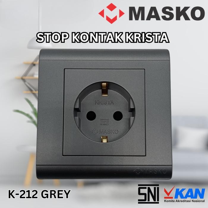 MASKO IB Stop Kontak Arde (+CP) (SNI) Krista (K-250) 2P Colokan Listrik K250