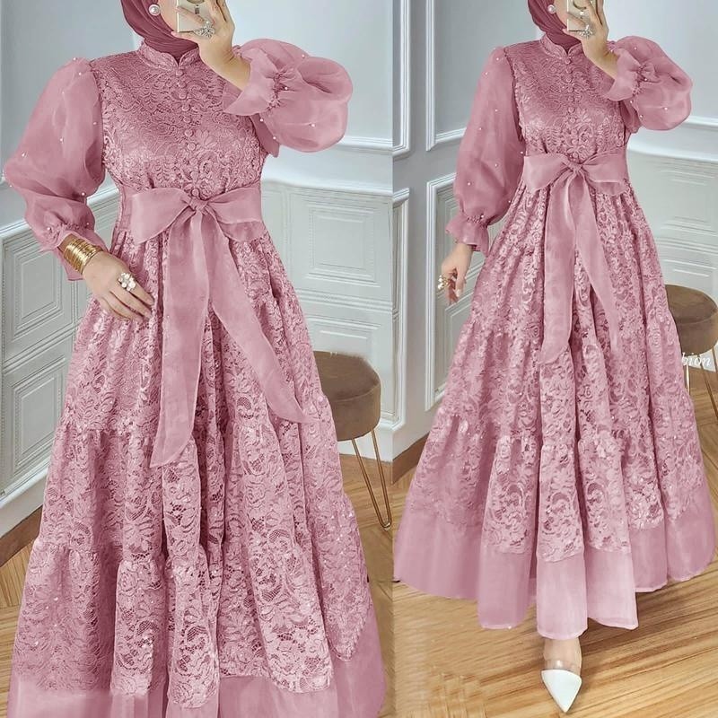 Gsmis Longdris Syari Gsmis Trend 2026 Ghmis Muslem Cod Setcel Gamis Wanita Gmos Hari Raya Lebaran Gs