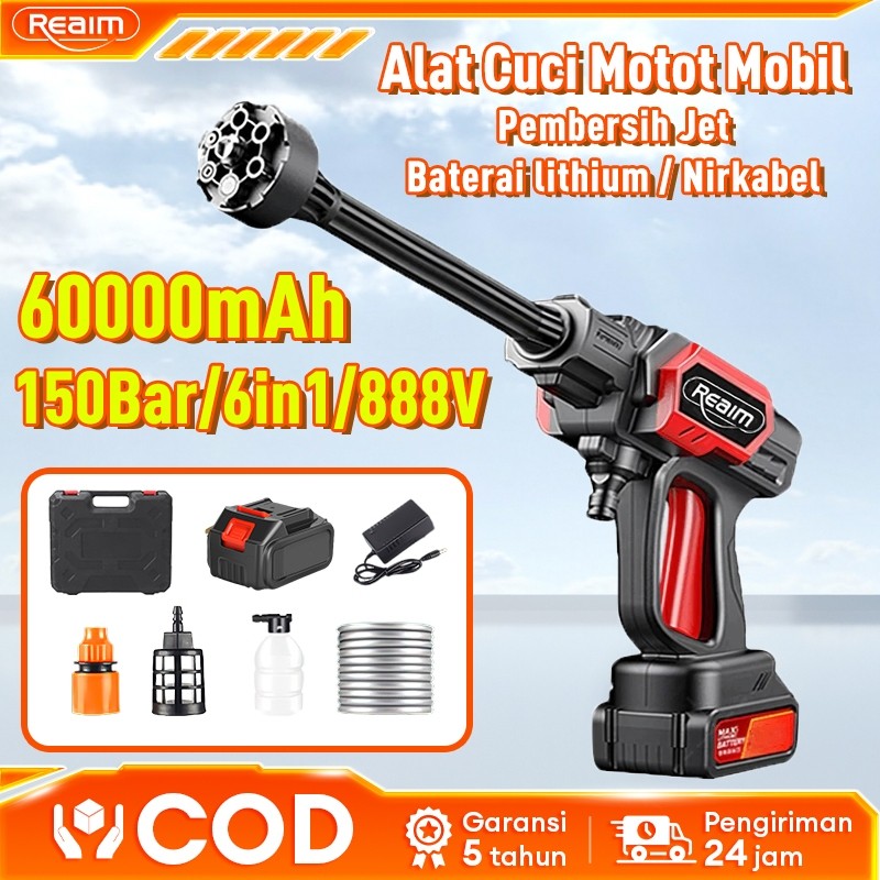 Reaim 788V Alat Cuci Mobil 150bar Jet Cleaner Mesin Cuci Mobil Isi Ulang Pistol Air Listrik Mesin Cu