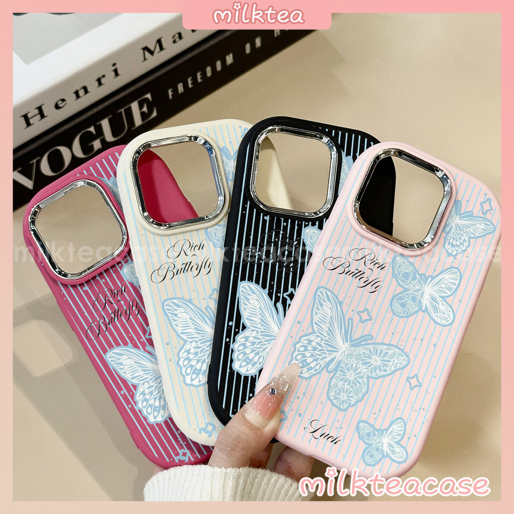 【MILKTEACASE】 Compatible For IPhone Case 15 14 13 12 11 Xsmax Xs Xr X 7p 8p,Kupu-Kupu Berkayu Yang B