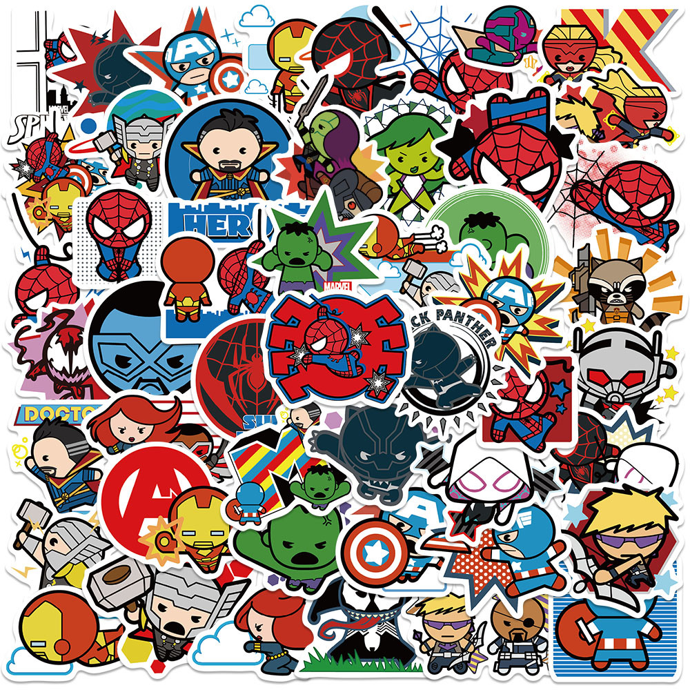 

50PCS Disney The Avengers Cute Spiderman Cartoon Stickers Car Bike Motorcycle Laptop Vinyl Graffiti Sticker Decal DIY Kids Gift