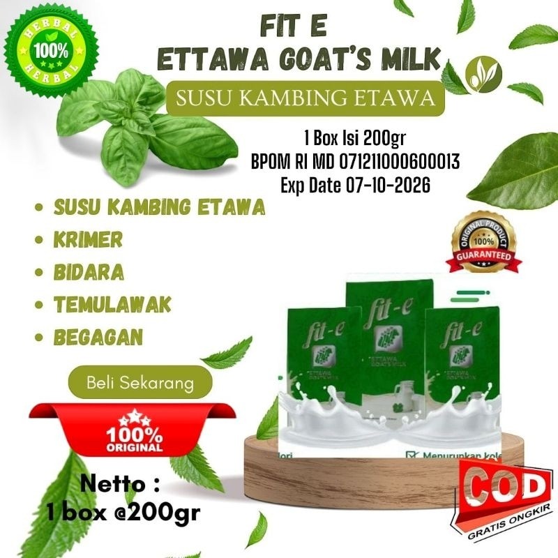 

FIT E SUSU KAMBING ETAWA PLUS BIDARA TEMULAWAK PEGAGAN 1 BUNGKUS 200GR ORIGINAL100% ORIGINAL1