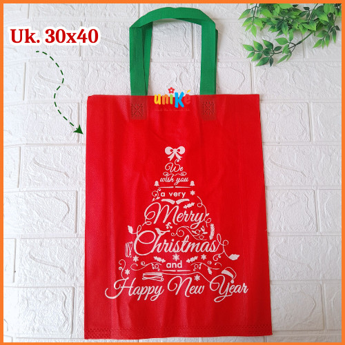 

HLS 30x40x8 Tas Goody Bag Natal Spunbond Bag Bingkisan Souvenir Christmas