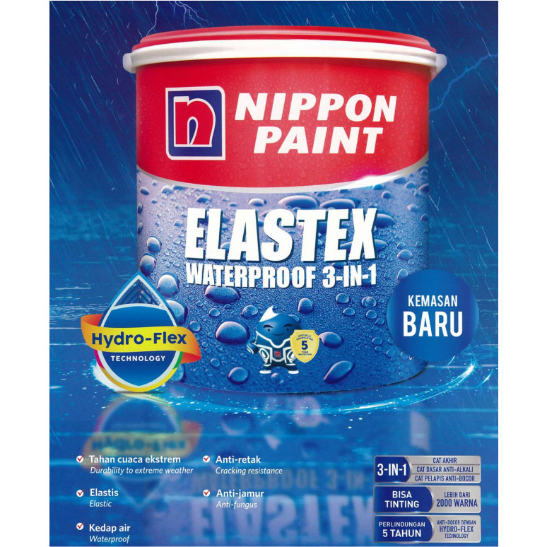 CAT NIPPON ELASTEX 4KG CAT TEMBOK DINDING DAK BETON ASBES SENG TALANG WATERPROOF GALVALUM KAYU BESI