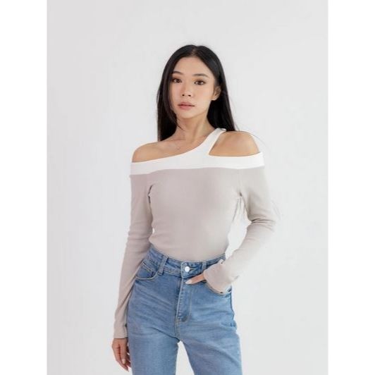 W & K - ZRX BLOUSE SHOULDER TATA LENGAN PANJANG / VINI TOP KNIT / OOTD Blouse Wanita Terlaris / Paka