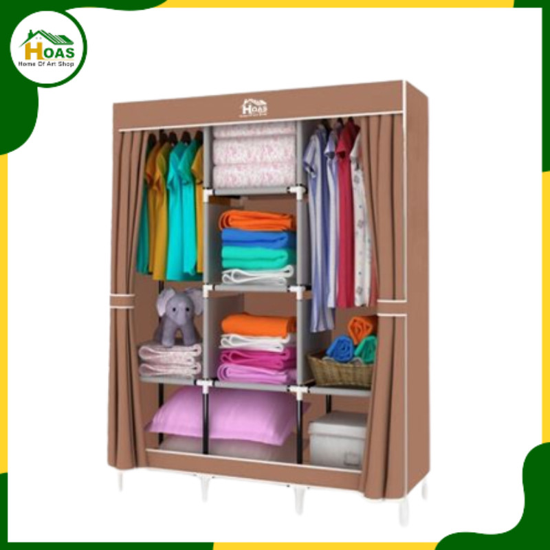 

__(( Hoas Lemari Pakaian Kain Portable 88130 Lemari Jumbo 3 Sekat Lemari Baju ___(((