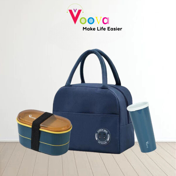 VOOVA Paket Bundlling Set Hemat 3 In 1/ Bundling Lunch Box dan Lunch Bag/ Bundling Kotak Bekal Makan