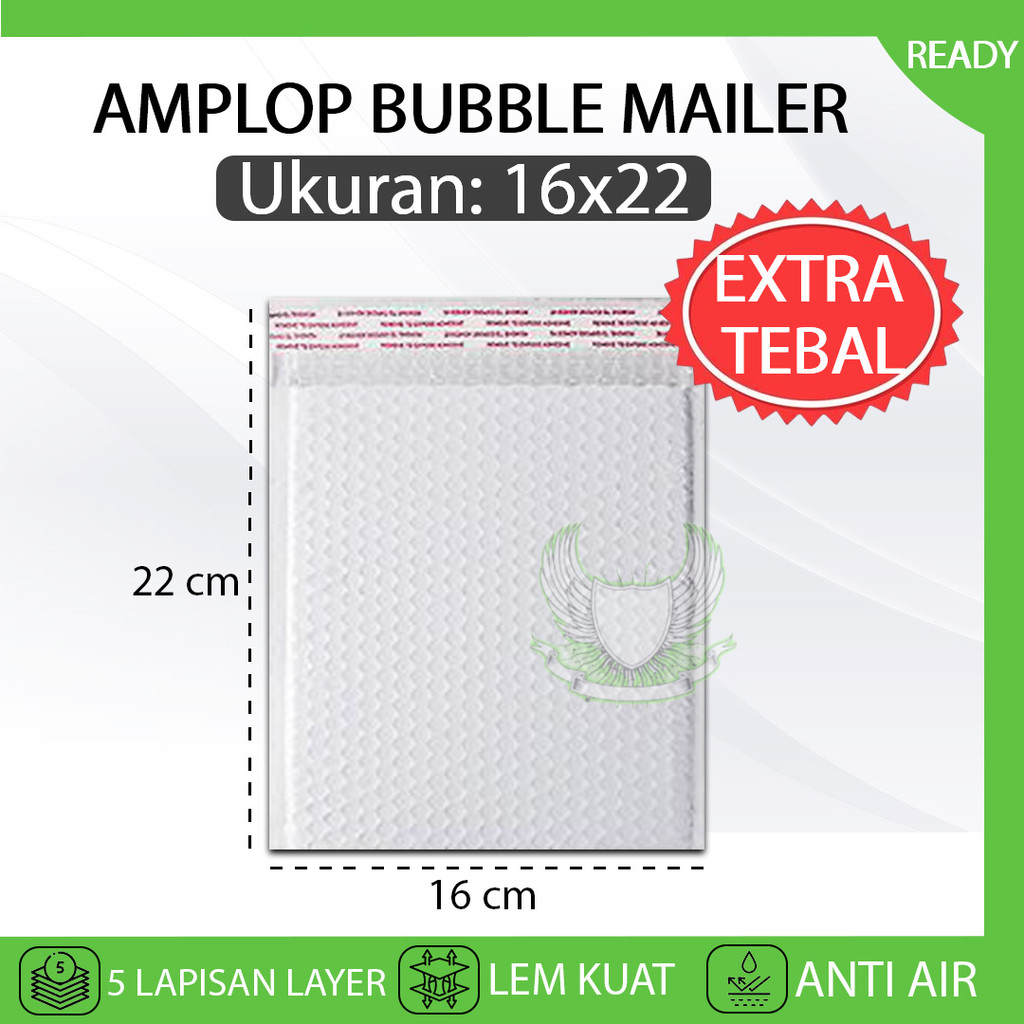 

Kantong Plastik Packing Amplop BUBBLE MAILER 16X22 Bubble Wrap Polymailer Putih WHITE Bungkus Paket Online Shop Premium