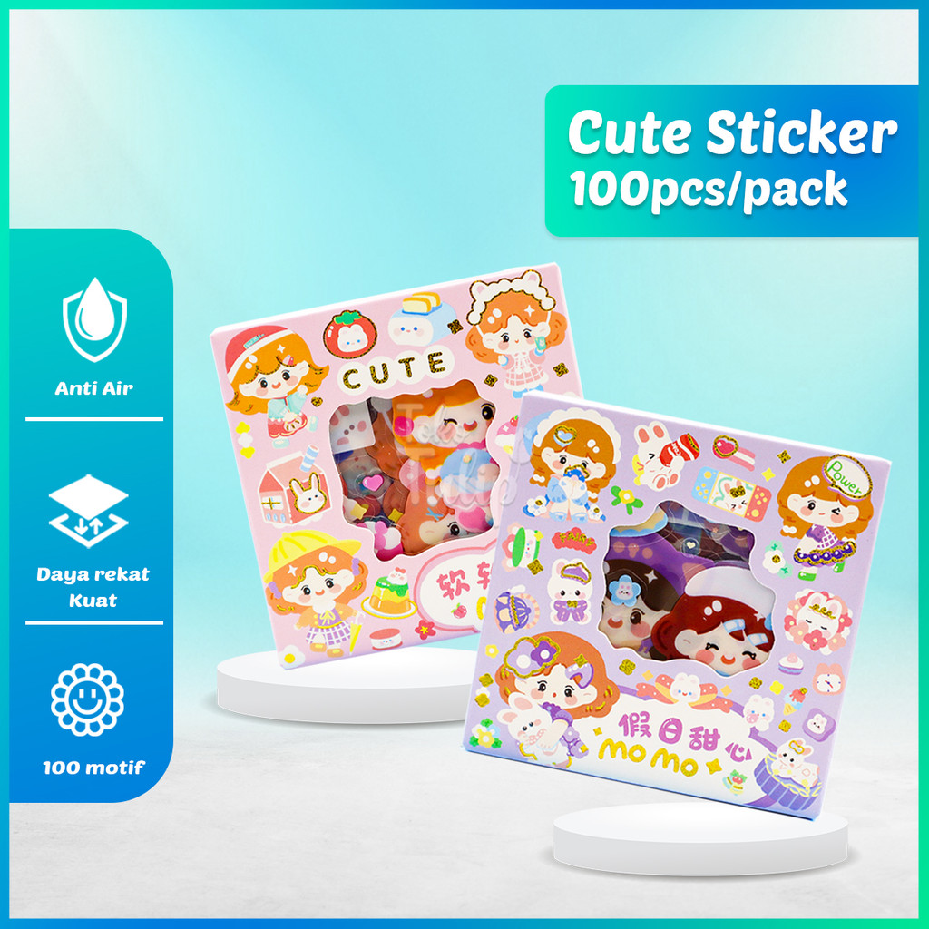 

[TERBARU] Stiker Anti Air Box Kecil Lucu Senmu Isi 100sheets/Box Sticker Waterproof Aesthetic