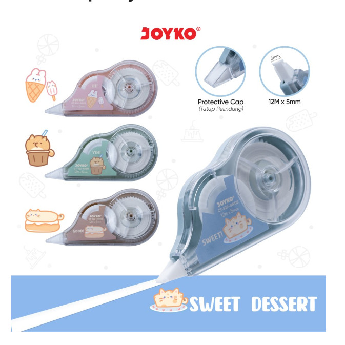 

CORRECTION TAPE JOYKO CT-522-SWDS / Tip-Ex Tipex Kertas Joyko SWEET DESSERT CT-522 SWDS / CT522SWDS