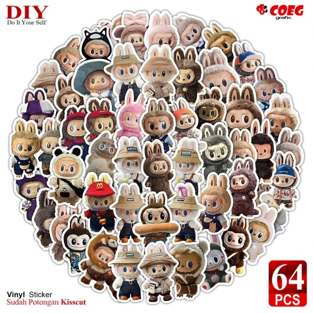 

64PCS Stiker Labubu Lucu Kartun Graffiti CG50 - Dekorasi Buku Catatan, Scrapbook, Laptop, Koper, Casing HP, Waterproof Decal & Mainan