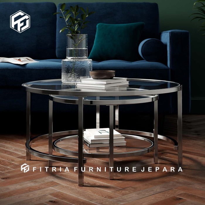 coffe table stainless top kaca / coffe table top glass / coffe table