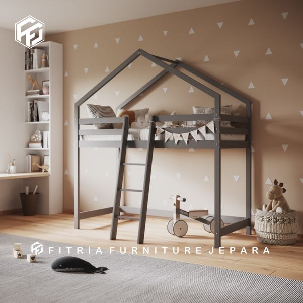 dipan anak tingkat / dipan model rumah pohon / dipan anak model kanopi