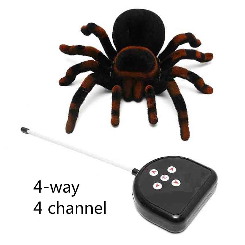 RC Spider Eye Shine Halloween Simulation Scary Plush Creepy Tarantula Remote Control Tricky Cockroa 