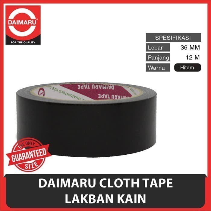 

DAIMARU cloth tape 36mm x 90yard 12meter lakban kain hitam 1.5 inch