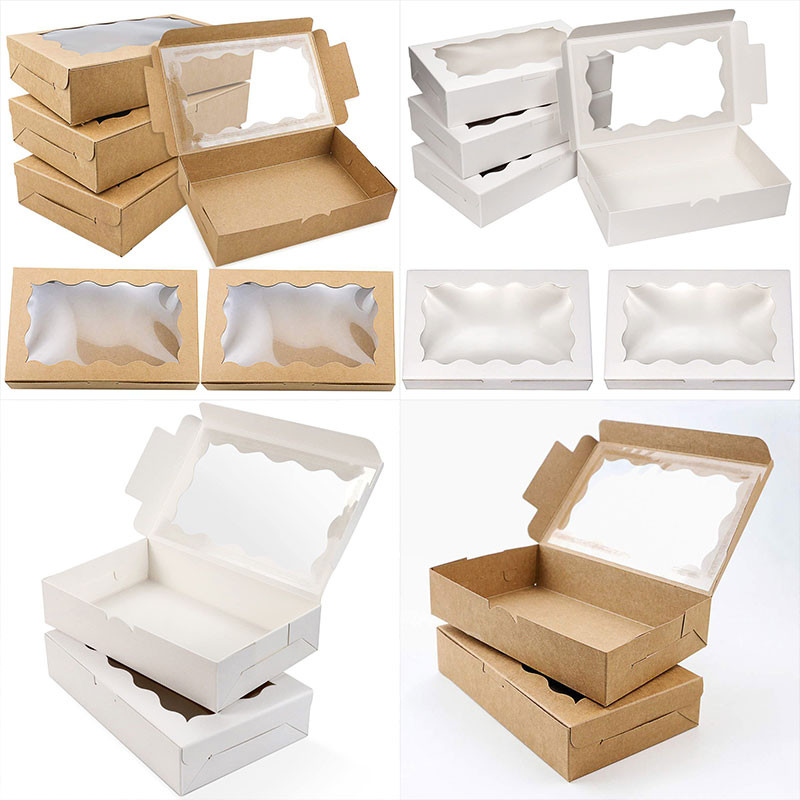 

10pcs Cake Boxes With Window Bakery Boxes Pastry Boxes For Cake Pastries Chocolates Cupcakes Birthday Wedding Valentine's Day