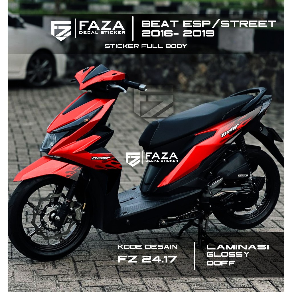 (COD) Decal Stiker Beat Fi Esp/Street 2017 Full Body Desain Api Hotwheel Gradasi - Sticker Aksesoris