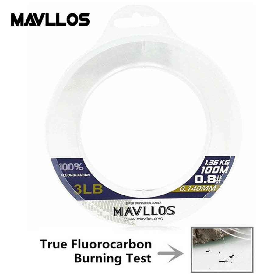 Mavllos 50M 100M 100% Super Strong True Fluorocarbon Fishing Line Monofilament Leader Carbon Fiber F