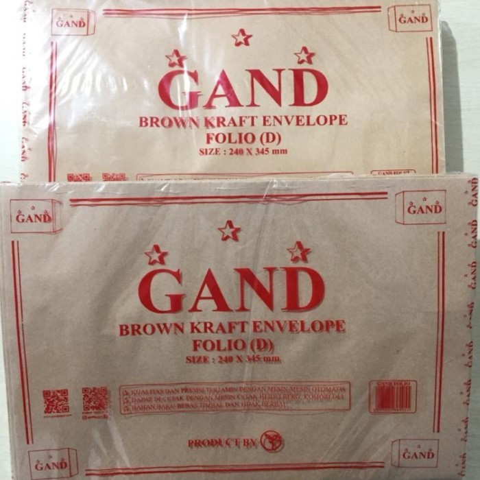 

Amplop Coklat Folio / F4 GAND - 1 pak isi 100 lembar RJ4