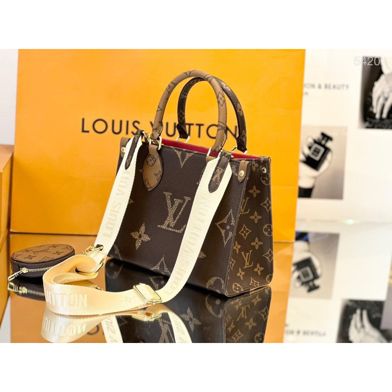 LV Onthigo tas Sz25 tali bahu salib dengan dompet bulat, indah Type 1, 2 kotak total