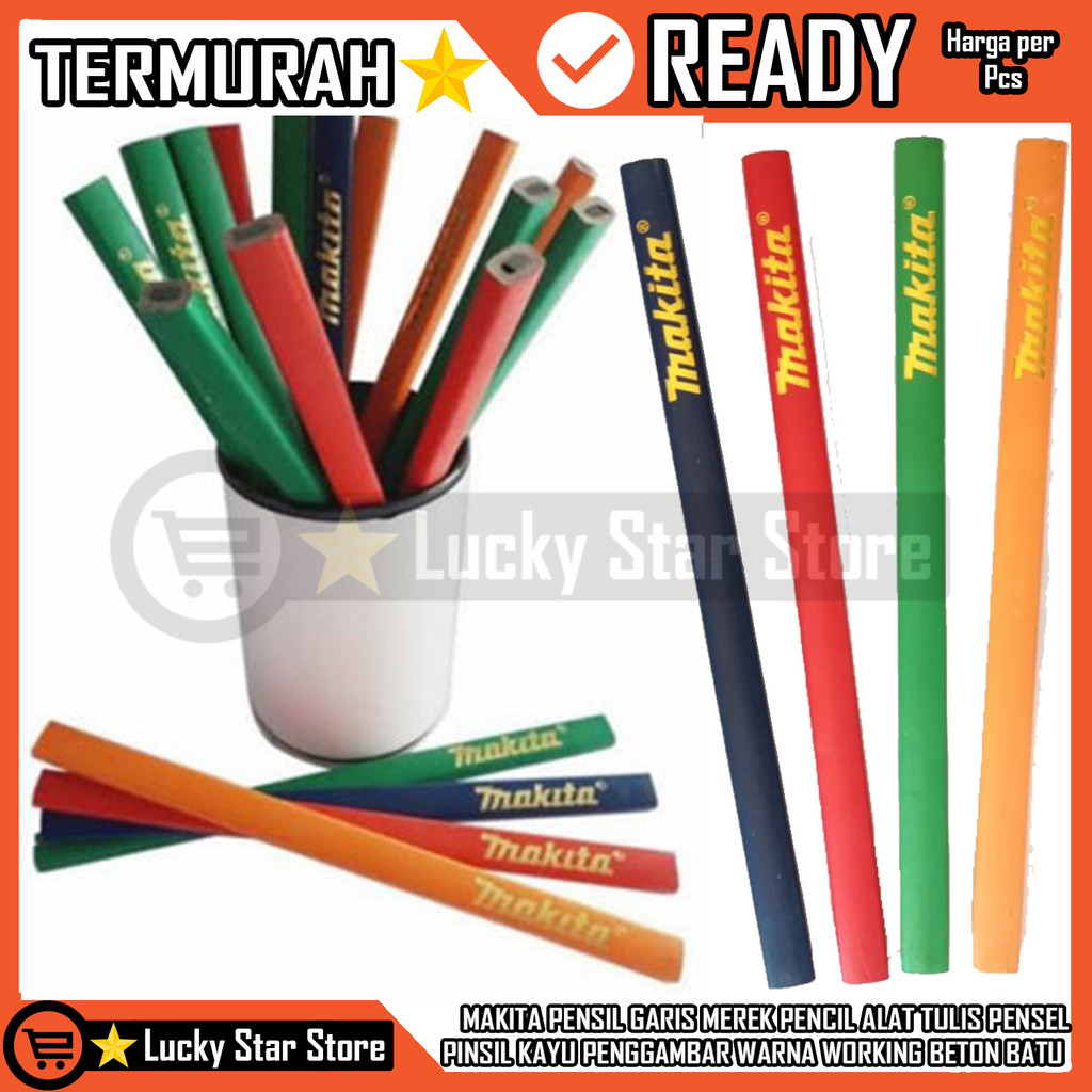 

Makita Pensil Garis Merek Merk Pencil Alat Tulis Pensel Pinsil Tukang Kayu Bangunan Wood Working Beton Batu Panjang Runcing Penulis Penanda Penggambar Pola Kuat Dik Permukaan Kasar Berkualitas
