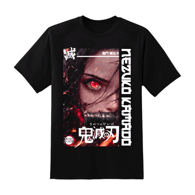 Kaus Gambar Nezuko Anime Pakaian Jalanan Fashion Atasan Lengan Pendek Leher Kru
