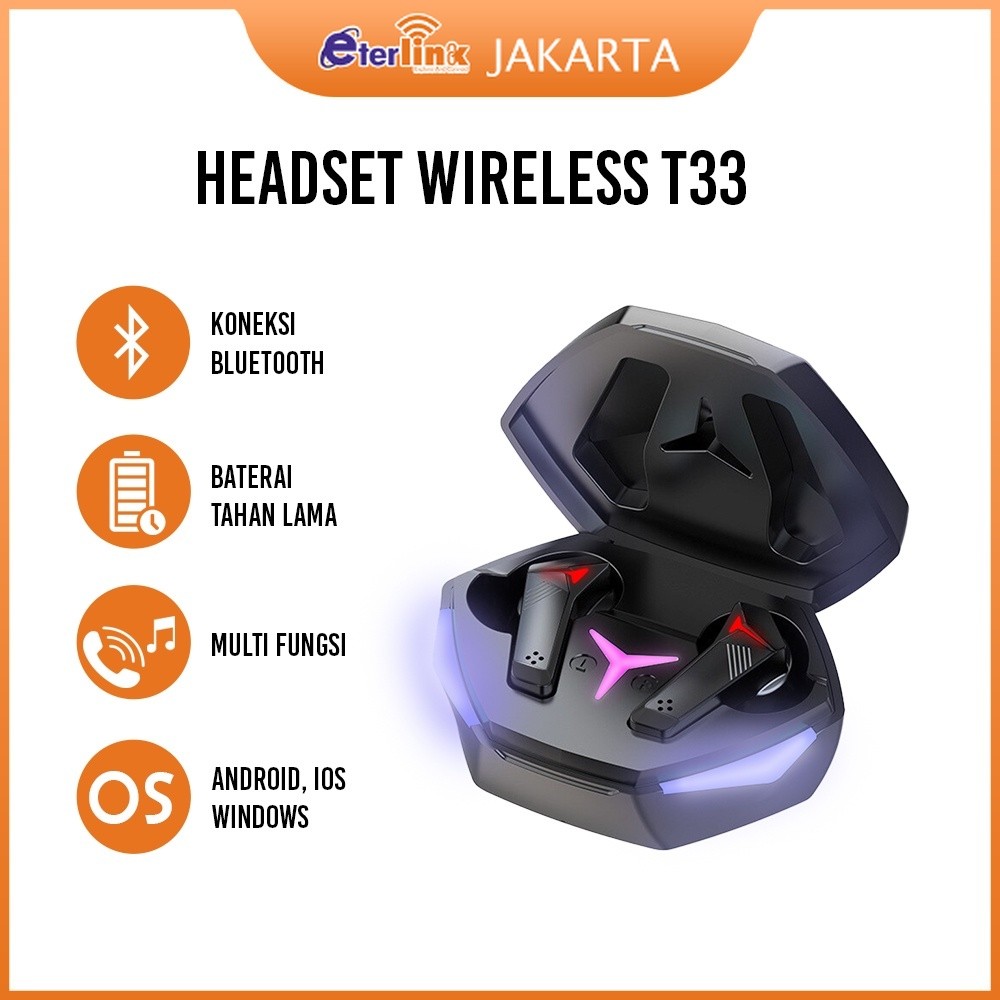  TWS T33 Bluetooth Earphone Wireless Gaming Headset Hifi Noise Cancelling Earbuds With Mic