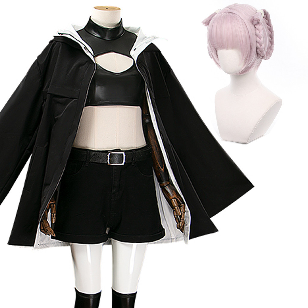 HOLOUN Call of The Night Anime Cosplay Costume Nazuna Nanakusa Vampire Black Coat Cloak Vest Wig Lig