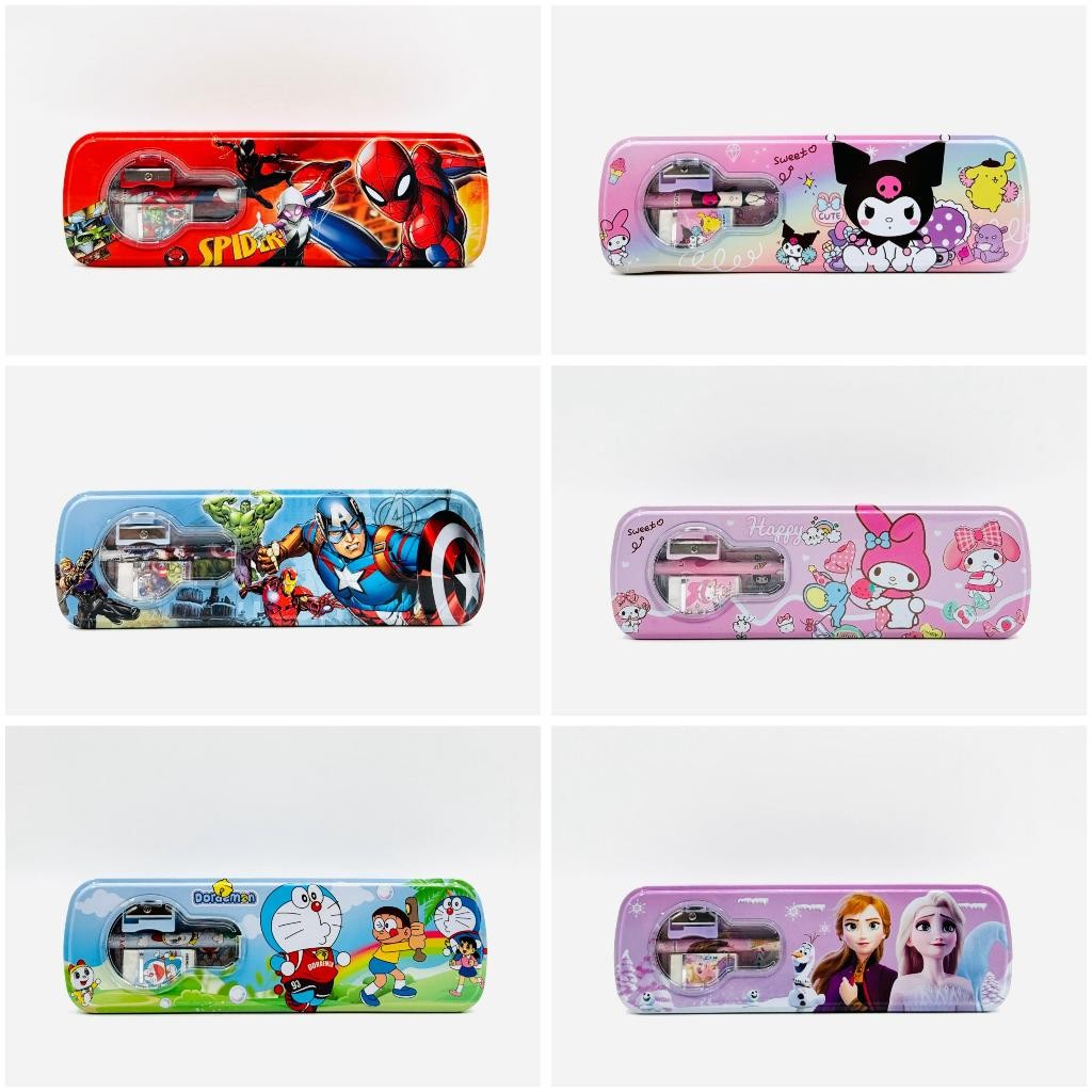 

( StaLand ) Kotak Tempat Pensil Kaleng Frozen Avenger Spiderman Kuromi My Melody