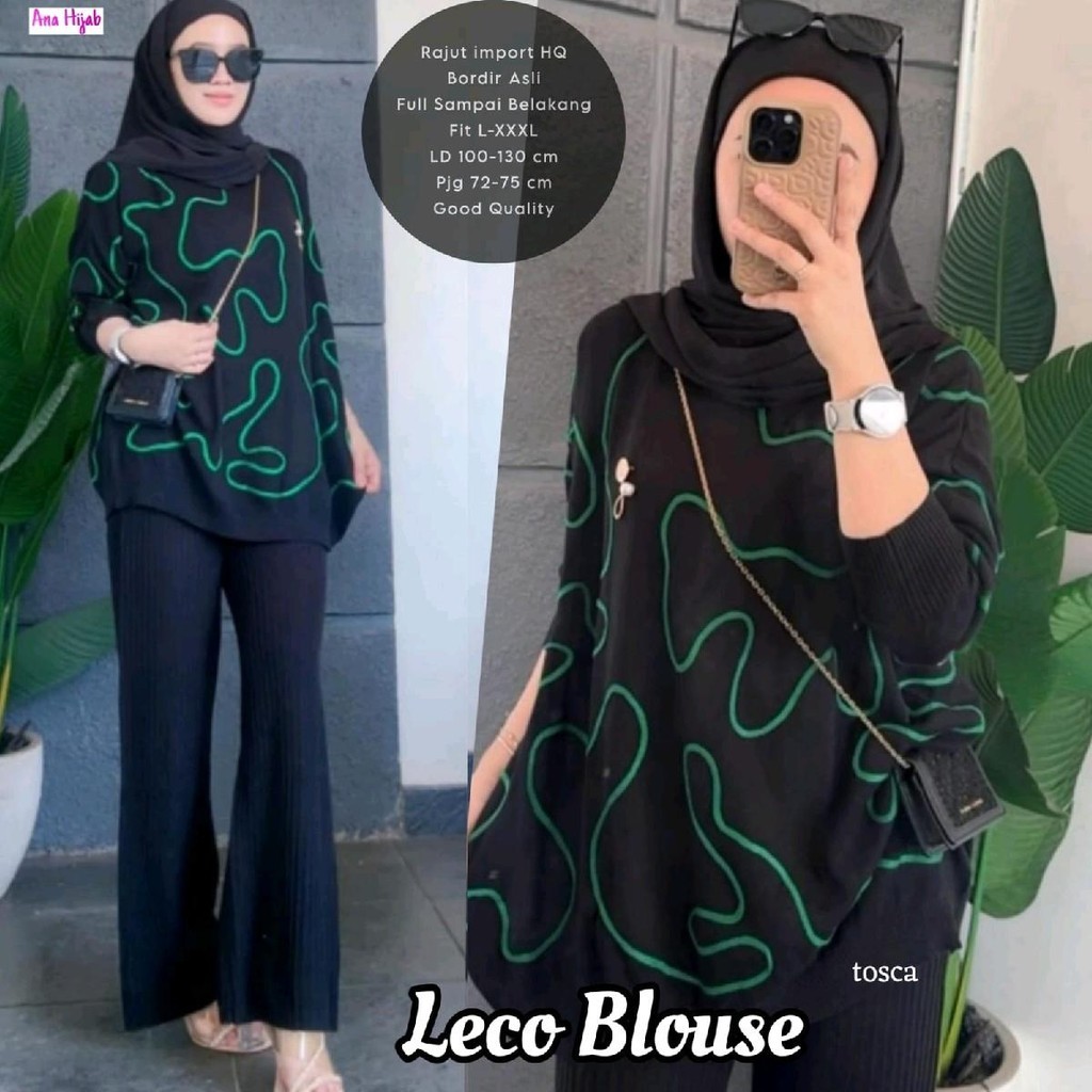 Leco Sweater Atasan Rajut Import Motif Abstrak Jumbo Oversize