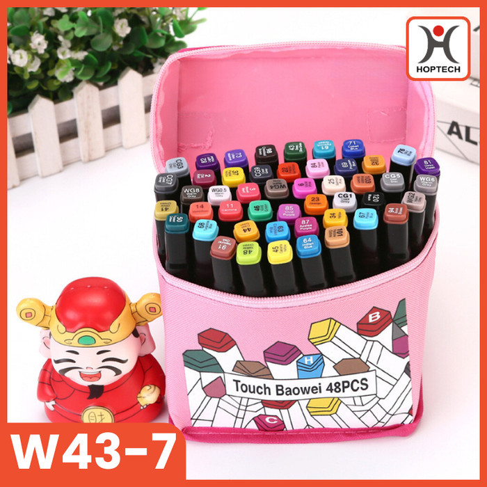 

[New Arrival] Aimilo Spidol Warna Warni 1 Set Sketch Marker 2 Tip Marker 48/60/80 - ISI 48 TAS PINK